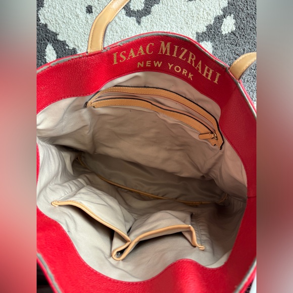 Isaac Mizrahi Red Pebbled Leather Tote - Picture 7 of 7